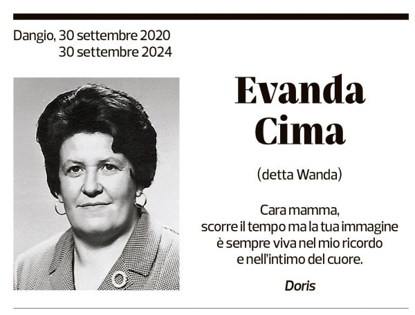 Annuncio funebre Evanda Cima