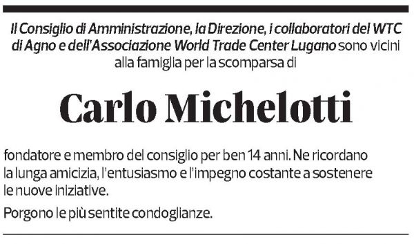 Annuncio funebre Carlo Michelotti