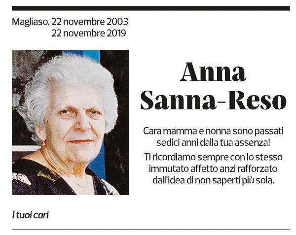 Annuncio funebre Anna Sanna-reso