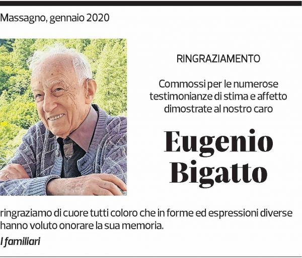 Annuncio funebre Eugenio Bigatto