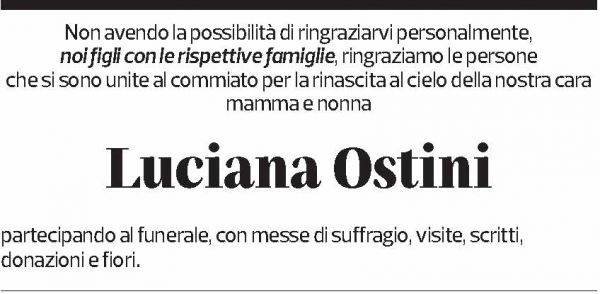 Annuncio funebre Luciana Ostini