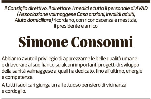 Annuncio funebre Simone Consonni