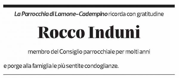Annuncio funebre Rocco Induni