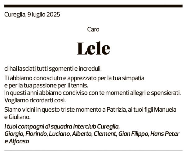 Annuncio funebre Emanuele Ganga