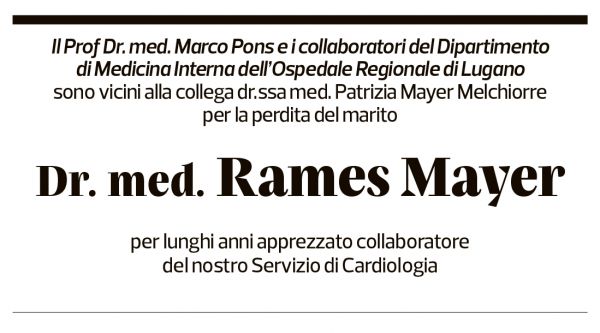 Annuncio funebre Rames Mayer