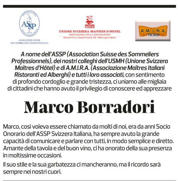 Annuncio funebre Marco Borradori