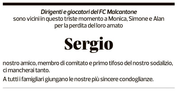 Annuncio funebre Sergio Triacca