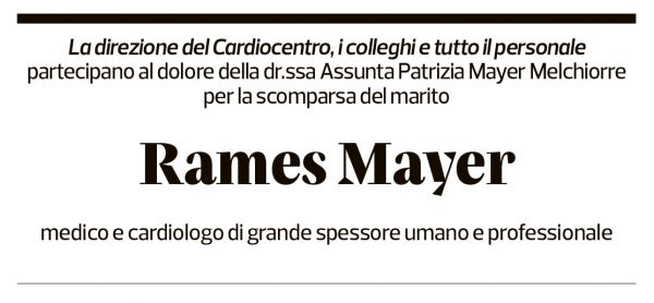 Annuncio funebre Rames Mayer