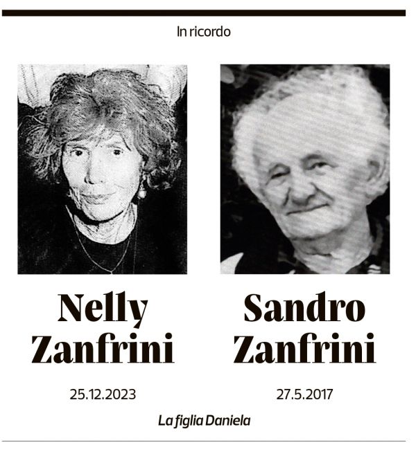 Annuncio funebre Nelly E Sandro Zanfrini