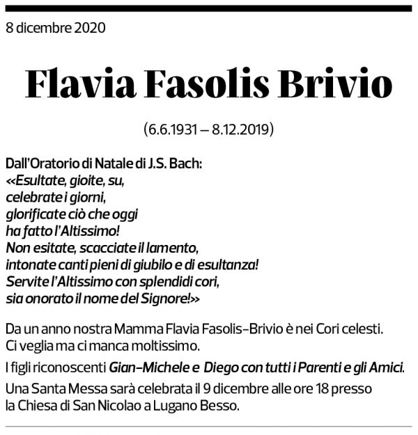 Annuncio funebre Flavia Fasolis Brivio
