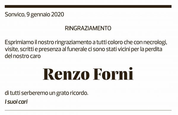 Annuncio funebre Renzo Forni