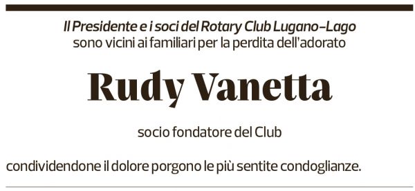 Annuncio funebre Rudy Vanetta