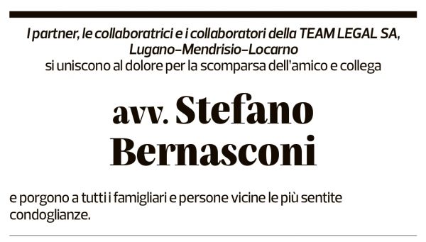 Annuncio funebre Stefano Bernasconi