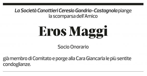 Annuncio funebre Eros Maggi