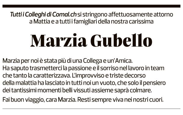 Annuncio funebre Marzia Gubello