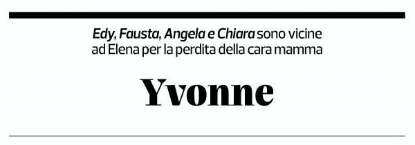 Annuncio funebre Yvonne Favre-bulle