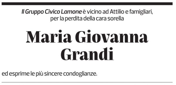 Annuncio funebre Maria Giovanna Grandi