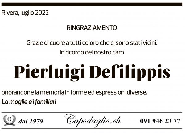 Annuncio funebre Pierluigi Defilippis