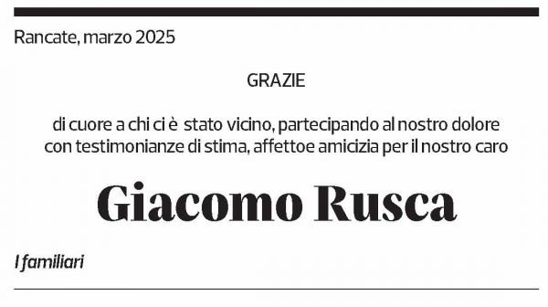 Annuncio funebre Giacomo Rusca