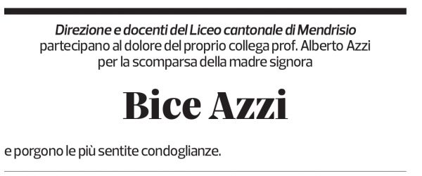 Annuncio funebre Bice Azzi