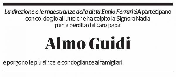 Annuncio funebre Almo Guidi