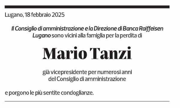 Annuncio funebre Mario Tanzi