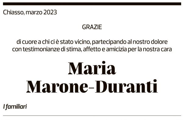 Annuncio funebre Maria Marone-duranti