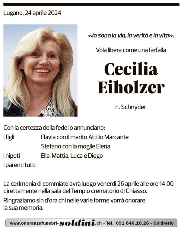 Annuncio funebre Cecilia Eiholzer