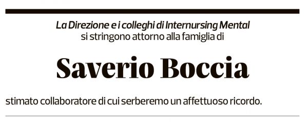 Annuncio funebre Saverio Boccia