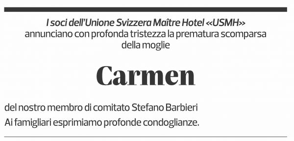 Annuncio funebre Carmen Barbieri