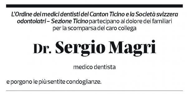 Annuncio funebre Sergio Magri