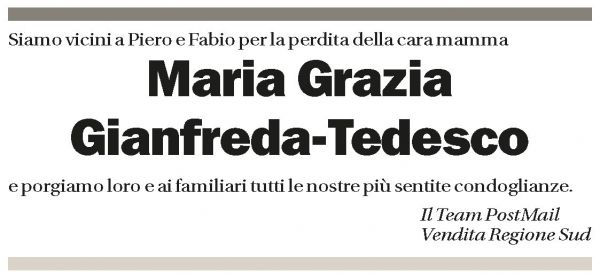Annuncio funebre Maria Grazia Gianfreda-tedesco