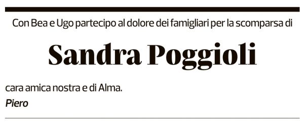 Annuncio funebre Sandra Poggioli