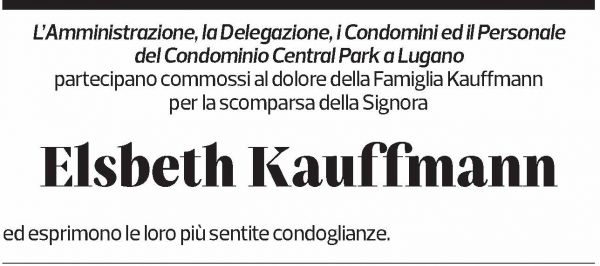Annuncio funebre Elsbeth Kauffmann