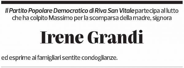 Annuncio funebre Irene Grandi