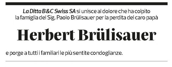 Annuncio funebre Herbert Brülisauer