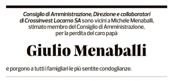 Annuncio funebre Giulio Menaballi