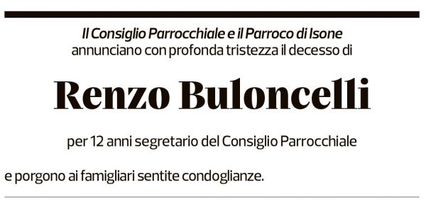 Annuncio funebre Renzo Buloncelli