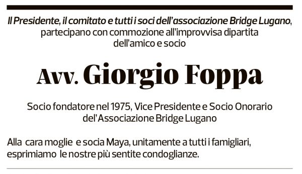 Annuncio funebre Giorgio Foppa