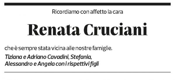 Annuncio funebre Renata Cruciani