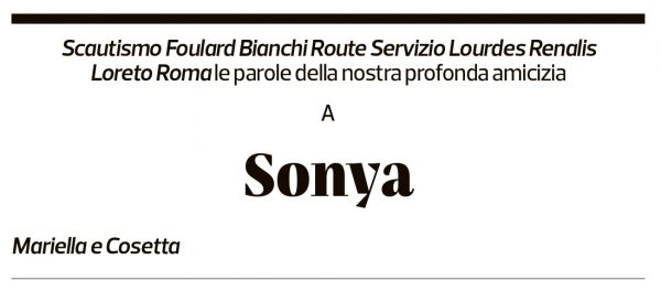 Annuncio funebre Sonya Genardini