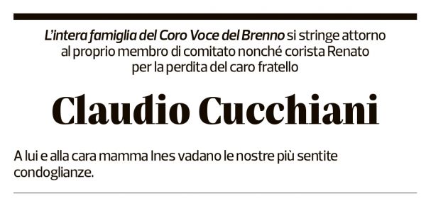 Annuncio funebre Claudio Cucchiani