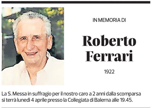 Annuncio funebre Roberto Ferrari