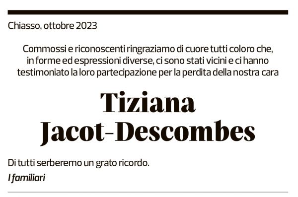 Annuncio funebre Tiziana Jacot-descombes