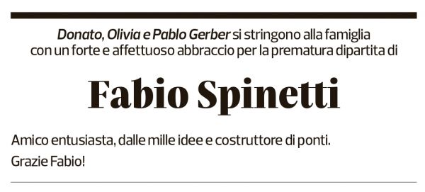 Annuncio funebre Fabio Spinetti