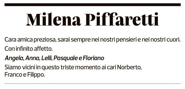 Annuncio funebre Milena Piffaretti