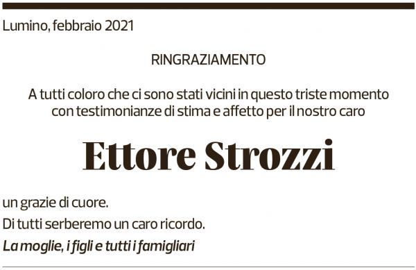 Annuncio funebre Ettore Strozzi