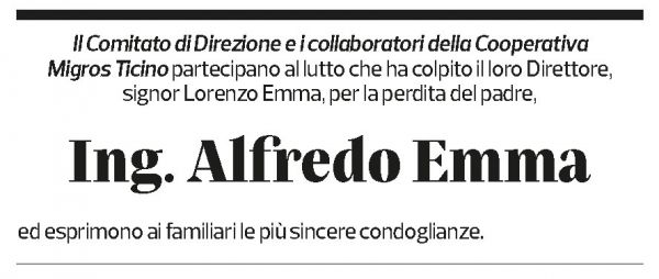 Annuncio funebre Alfredo Emma