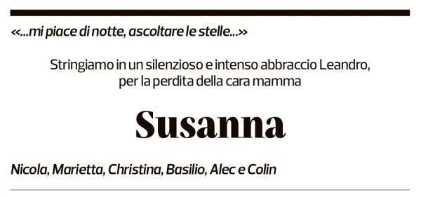 Annuncio funebre Susanna Ghisletta