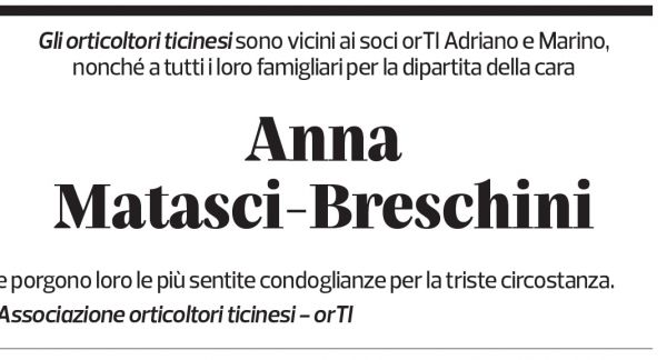 Annuncio funebre Anna Matasci-breschini